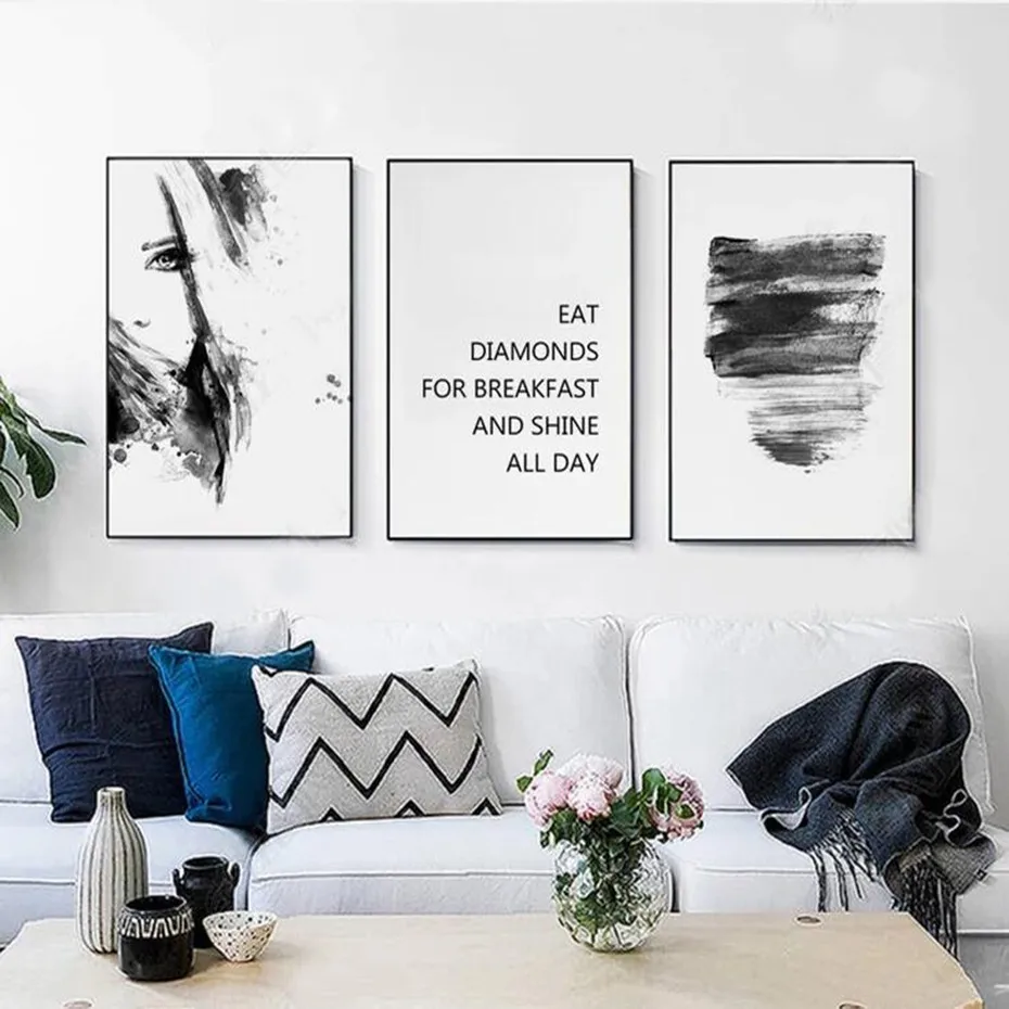 

Abstract Black and White Modern Figure Nordic Poster Canvas Printing Paintings Wall Art Pictures for Living Room Home Decor