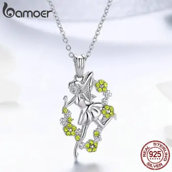 

BAMOER Original Design Pendant Necklace Dancing Girl Yellow Crystal Jewelry Sterling Silver 925 Jewellry Gifts for Girls GAN005