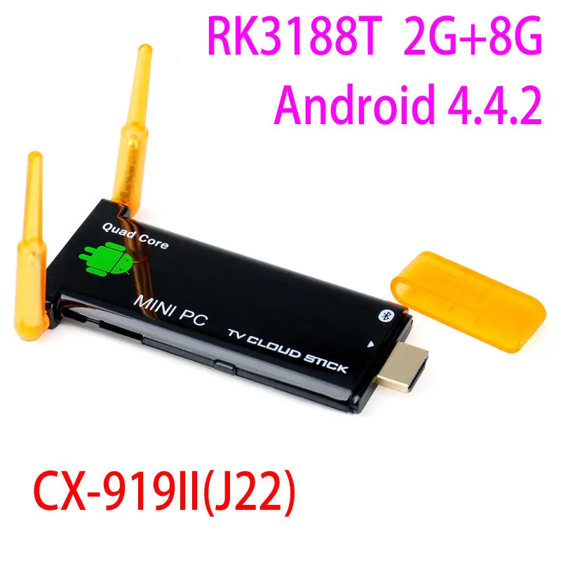 CX919 Mini pc Android 4.4.2 RK3188T Quad Core 2G RAM 8G ROM Built-in Bluetooth Dual External Antenna TV dongle J22 HDD player