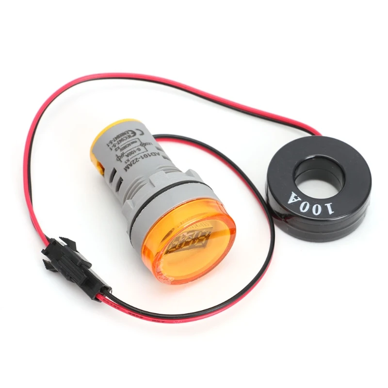AC 220V 0-100A цифровой амперметр 22 мм Дисплей контролировать ток измерительного прибора JUN16 - Цвет: Цвет: желтый