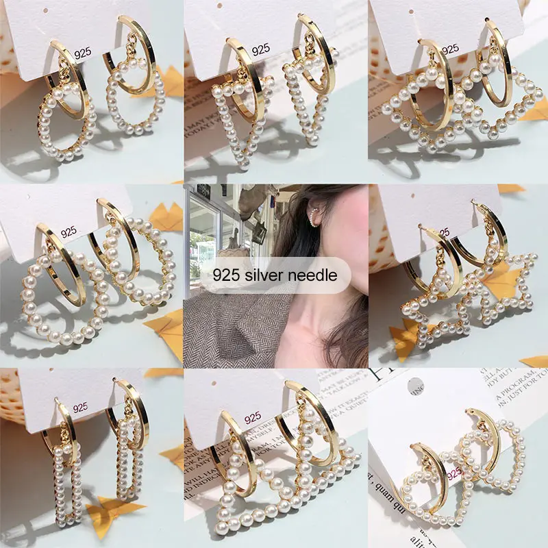 

Flatfoosie Boho Fashion Freshwater Pearl Drop Earrings For Women Dangle Earring Geometric Wedding Pendant Jewelry Gift Wholesale