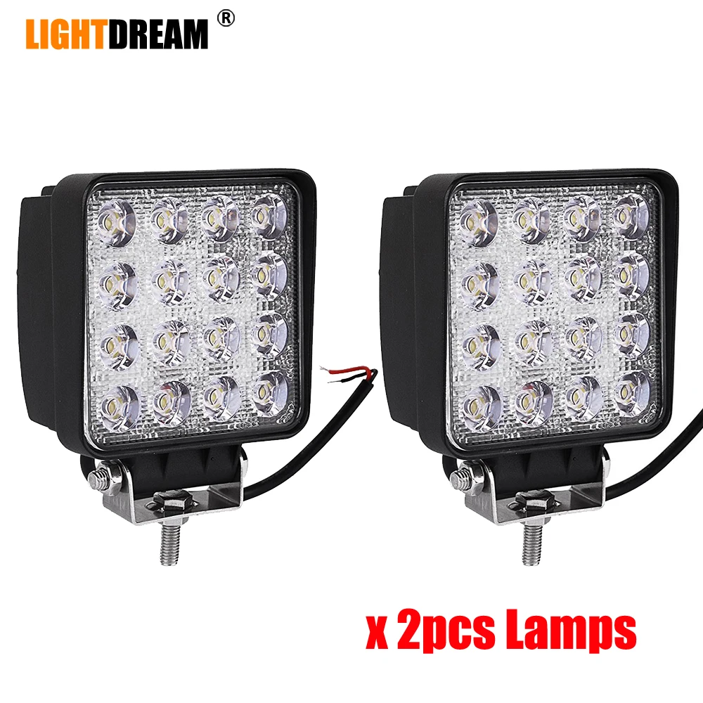 High Quality 12V 24V Car Led Work Lights With EMC 4.3 x inch Square Round 27W 48W 60W 185W 96W 70W Off Road lights x2pcs | Автомобили и