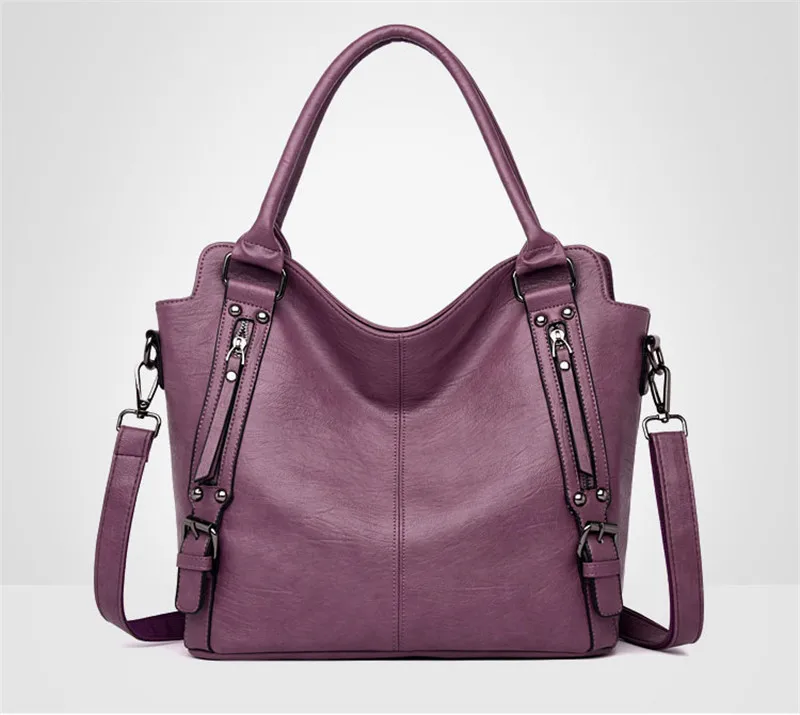 Брендовые элегантные женские сумочки большой вместимости, высококачественные кожаные сумки через плечо, женские повседневные сумки, одноцветные сумки с ремнем и ручками