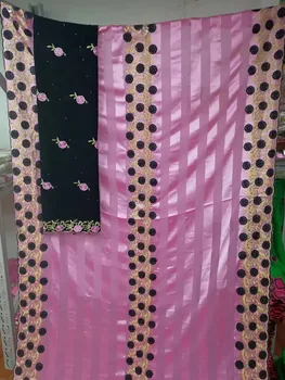 

2+5yards pure mulberry silk fabric african lace fabric high quality plain silk fabric for dress nigerian lace fabrics YC-A8