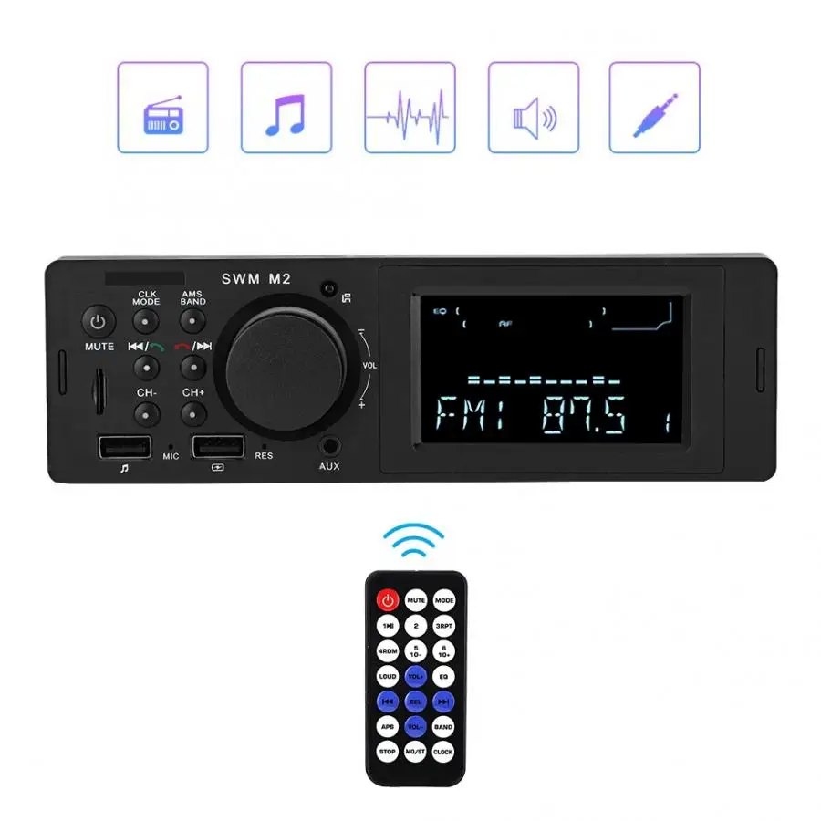 Автомобильный BT стерео радио MP3 музыкальный плеер в тире FM автомобильный аудио плеер аксессуары automovil
