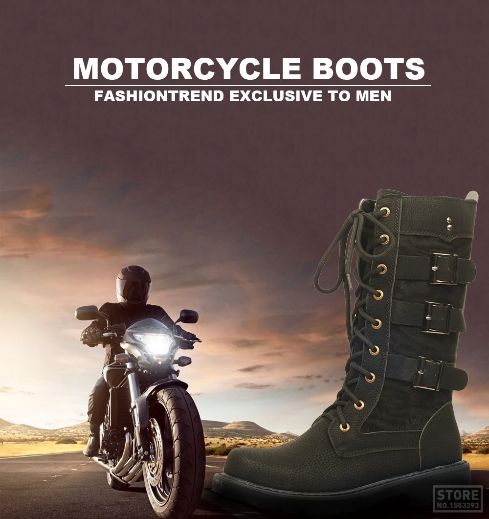 Motorcycle Boots Men motocross boots motorbike Moto Boots Retro Artificial Leather Punk Martin Shoes biker Protective Gear 37-45