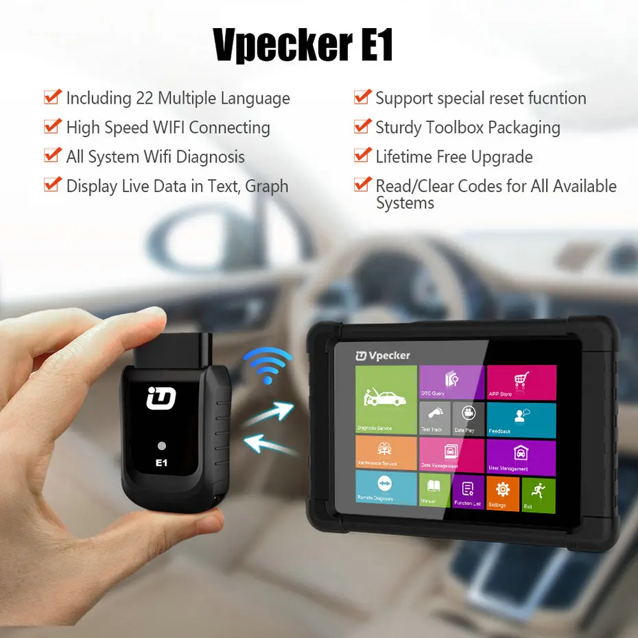 Vpecker E1 OBD2 диагностический инструмент Wi Fi полный Системы автомобиля программное