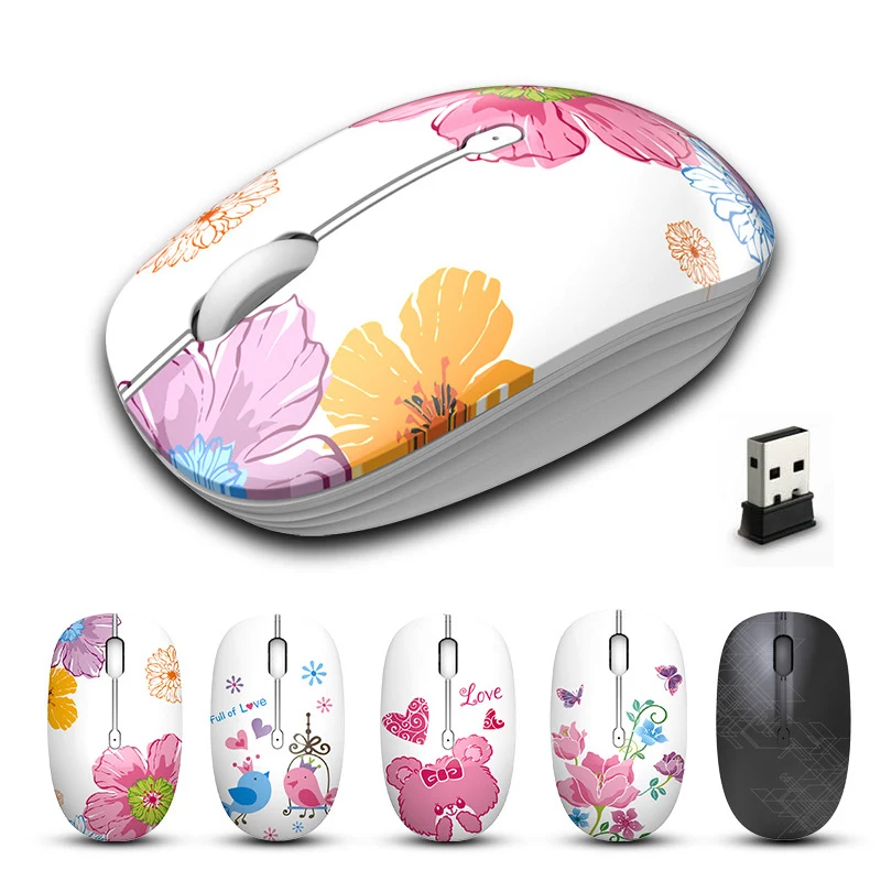 USB Беспроводная Бесшумная мышь 2 4G 1600 точек/дюйм милая розовая игровая для Macbook Lenovo