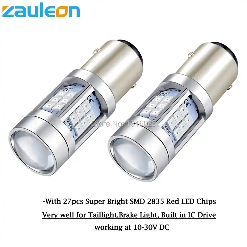 Zauleon 2 шт. авто светодиодный светильник 1157 P21/5 Вт красный задний тормозной
