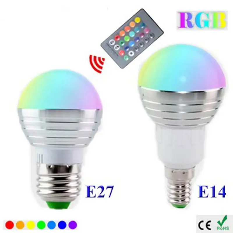 85-265V E27 B22 E14 RGB LED bulb 16 Color Magic Night Light Lamp Dimmable Stage 24key Remote Control holiday | Освещение