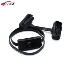 VSTM OBD 2 OBD II сплиттер 2 в 1 ультра-тонкий локоть лапша удлинитель с переключателем кабель автомобильный диагностический соединительный кабель