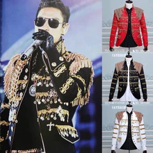 Лидер продаж! Для Мужчин's Сценические костюмы ночной бар Сингер блестками куртка кисточкой Сценический костюм