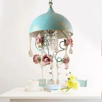 

Modern Dining Room Hanging pendant lamp led Light Blue Crystal Lustre E14 bedroom lights pendant lighting Loft Light