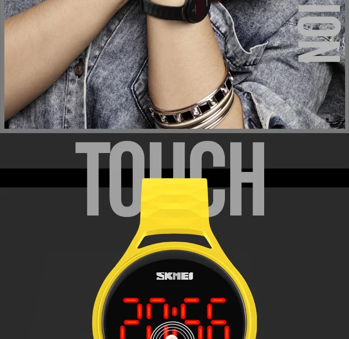 SKMEI Women LED Display Watches Fashion Casual Touch Screen Digital Watch  PU Strap Wristwatches 30M Waterproof 1230