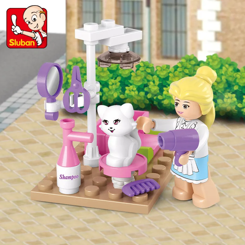 

City Pink Dream Girl Toy Pet Grooming Building Blocks Sets DIY Compatible LegoINGs Friends Bricks Educational Toys for Girls
