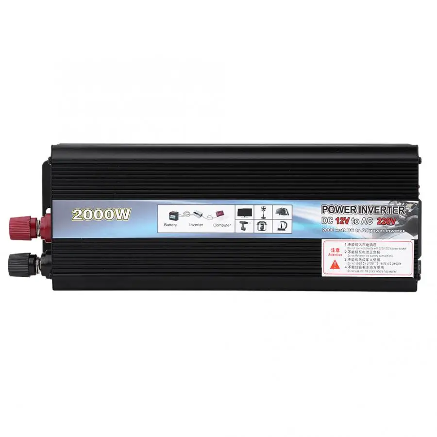 Черный 2000 Вт DC 12 В в AC 220 В автомобильный преобразователь мощности USB зарядное устройство адаптер инструмент