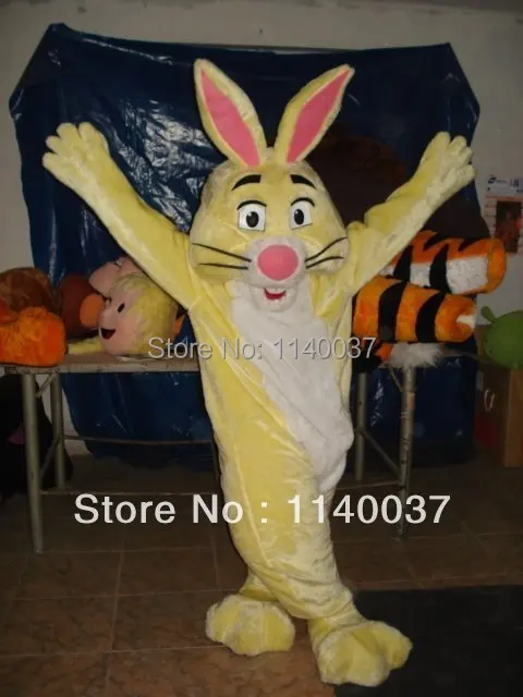 

mascot Easter Yellow Bunny Rabbit Mascot Costume Adult Size Cartoon Character Plush Mascotte Outfit Suit EMS FREE SHIP