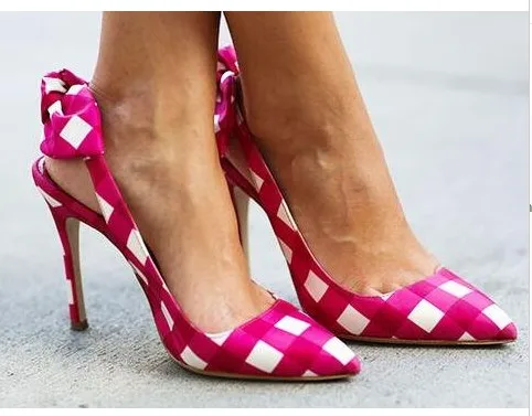 Altos as Slingback on Embellecido Vestido 2018 naranja Puntiaguda Pictures Bombas Azul Mariposa Tacones nudo Slip Zapatos Mujer Boda Dulce Punta Rejilla Señora Sestito YxZqO4RO