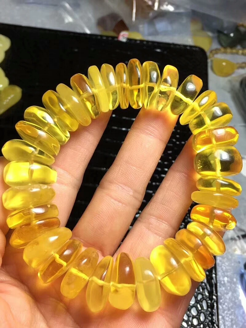 Certificate Natural Yellow Amber Gemstone 20mm Round Marquise Beads Bracelets Healing Stone For Woman Man Gift Certificate AAAA (1)