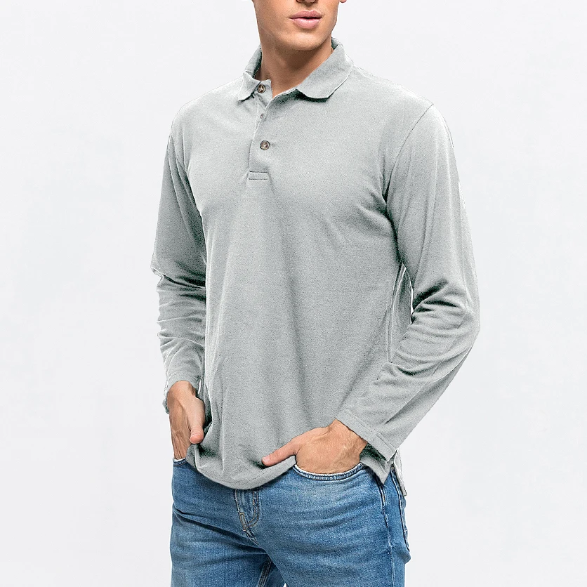 M-3XL Новая мода Для мужчин рубашки поло сплошной Цвет Slim Fit Polo с длинным рукавом