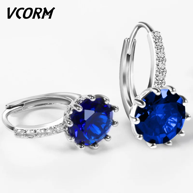 Маленькие серебряные серьги VCORM с кристаллами модные геометрические для