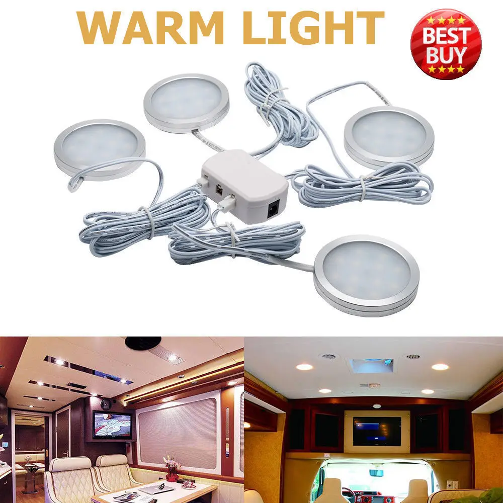 4x 12V Interior LED Spot Light Warm Light For Camper Van Caravan Motorhome font b Lamp