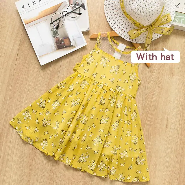 Summer Dress Baby clothing Bohemian Style Brand Girls Dress Girls Floral Lace Dress With a Hat Splicing Sundress Clothes Dress