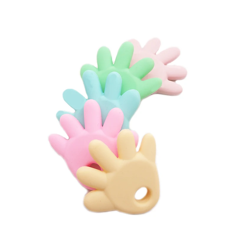 

Chenkai 10PCS BPA Free Little Hand Silicone Teether Baby Silicone Pacifier For DIY Infant Relief Pain Necklace Teething Chains
