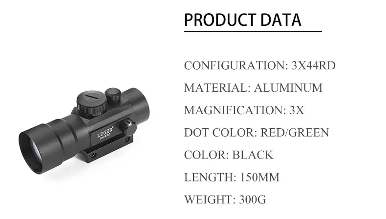 3x44RD красный зеленый горошек тактический прицел оптика подходят 11/20 мм ласточкин хвост для охоты на открытом воздухе Страйкбольное ружье красная точка зрения