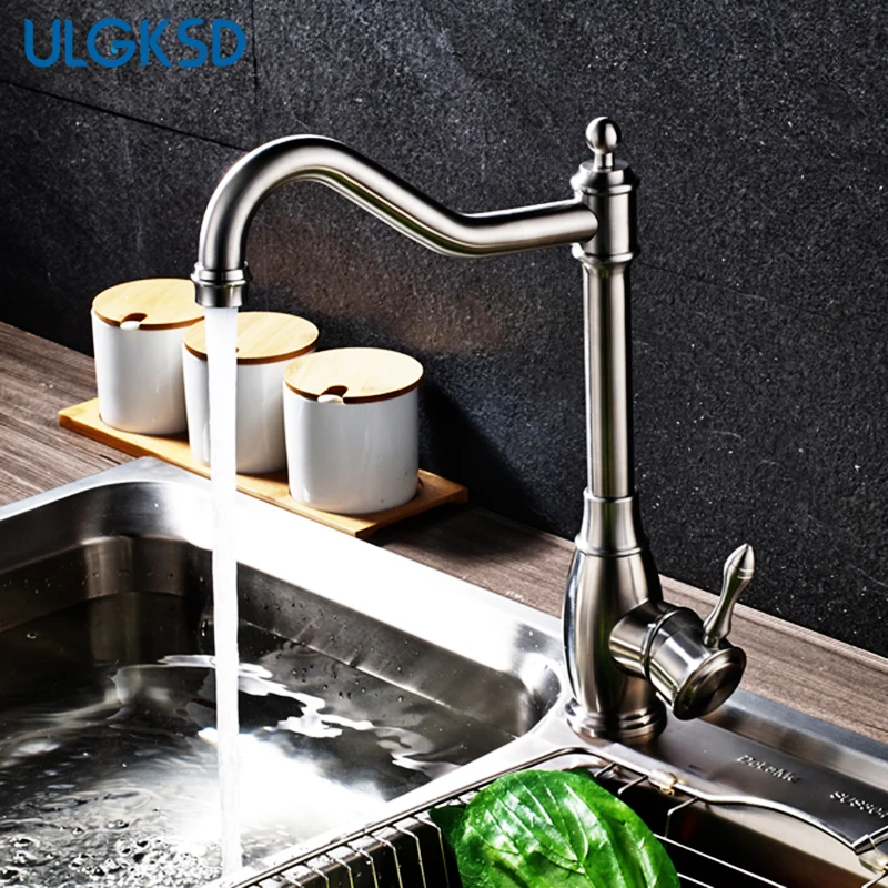 

wholesale and retail kitchen faucet Brushed Nickle single hole vanity sink faucet mixer tap sink faucets para kitchen