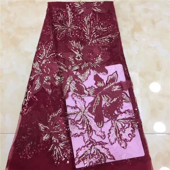 

Latest Red Nigerian lace fabrics for women nice dress high quality hot sale African French net lace fabric(XZS-4-19