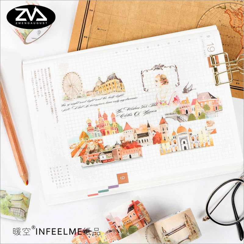 

1.5cm*7m/3cm*5m World city washi tape sticker kawaii scrapbooking planner masking tape office adhesive tape DIY tape stationery