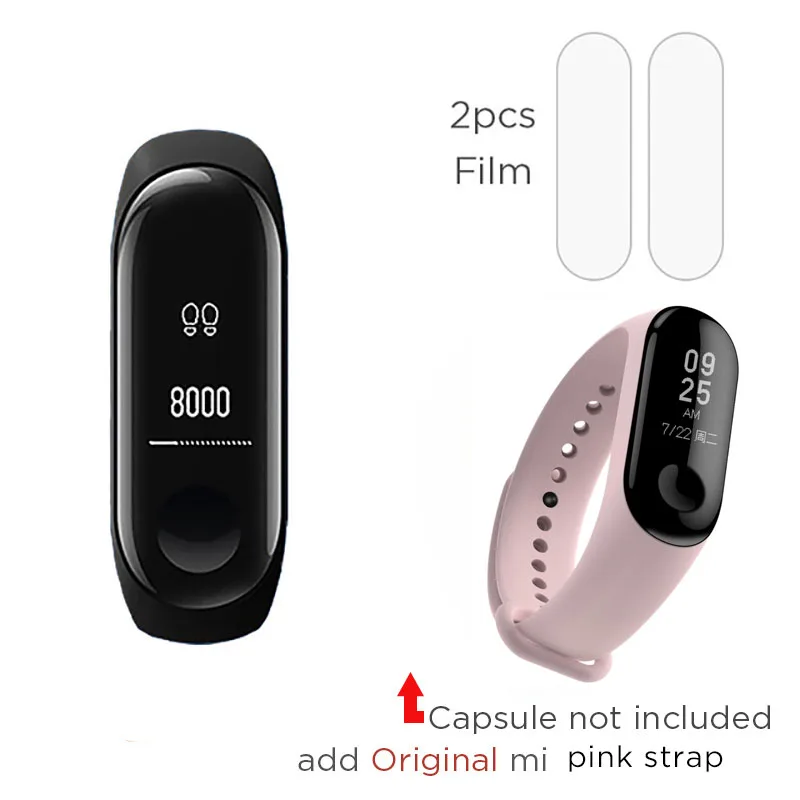 Xiaomi Mi band 3 0,7" OLED большой сенсорный экран новые умные браслеты браслет - Цвет: add original pink