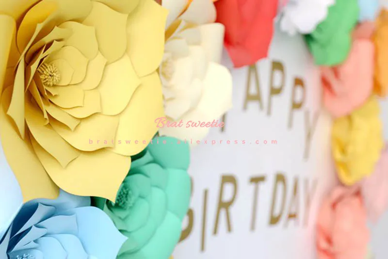 3D бумажные цветы фон Сделай Сам ручной работы поддельные цветы стены день рождения фон розы искусственный цветок для свадебных украшений