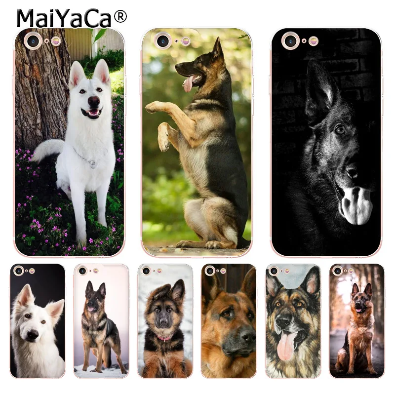 MaiYaCa немецкий Белый Черный овчарка аксессуары для телефона чехол iPhone 8 7 6 6S Plus X 5 5S