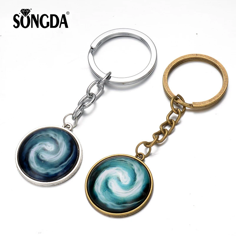 

SONGDA Avatar The Last Airbender Keychain Air Nomad Fire Nation Badge Handmade Glass Cabochon Key Ring Bag Charm Movies Jewelry