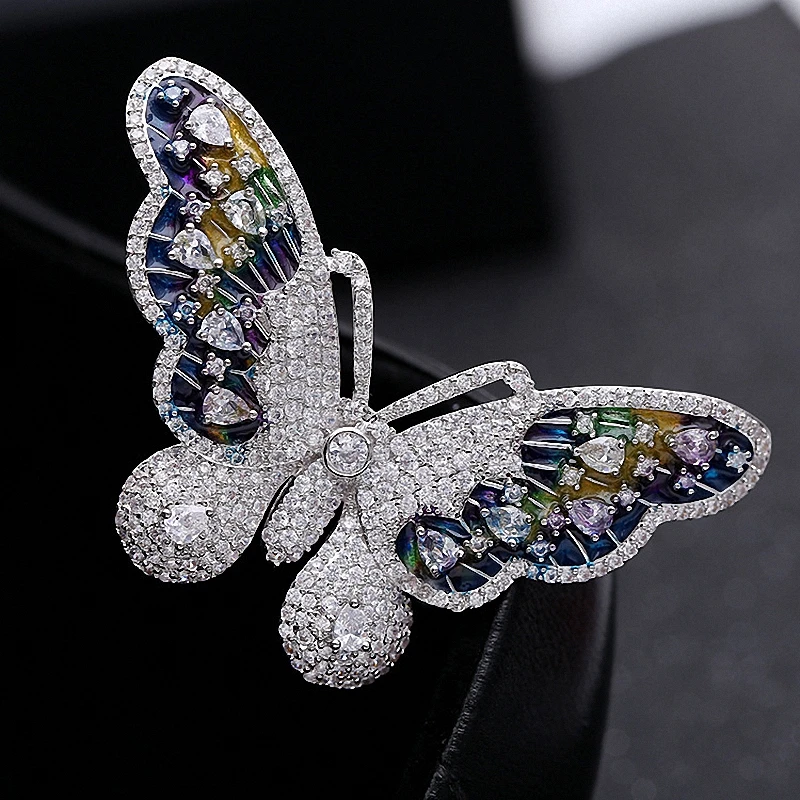 

Colorful Cubic Zirconia Butterfly Brooches Micro Inlays Zircon Brooch Pins Jewelry for Women Christmas Valentine's Day Bijoux