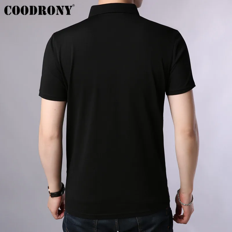 Мужская классическая футболка COODRONY однотонная Универсальная с отложным
