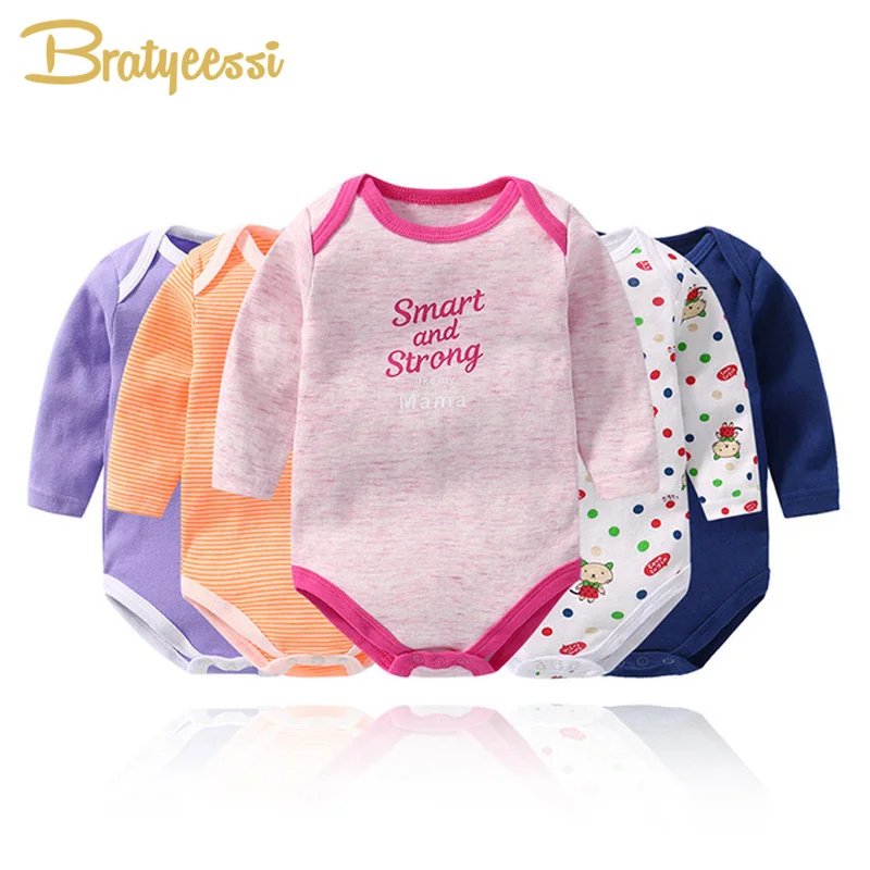 

5PCS/Set Newborn Romper Spring Autumn Baby Rompers for Girls Boys Long Sleeve Infant Romper New Born Baby Clothes Random Color