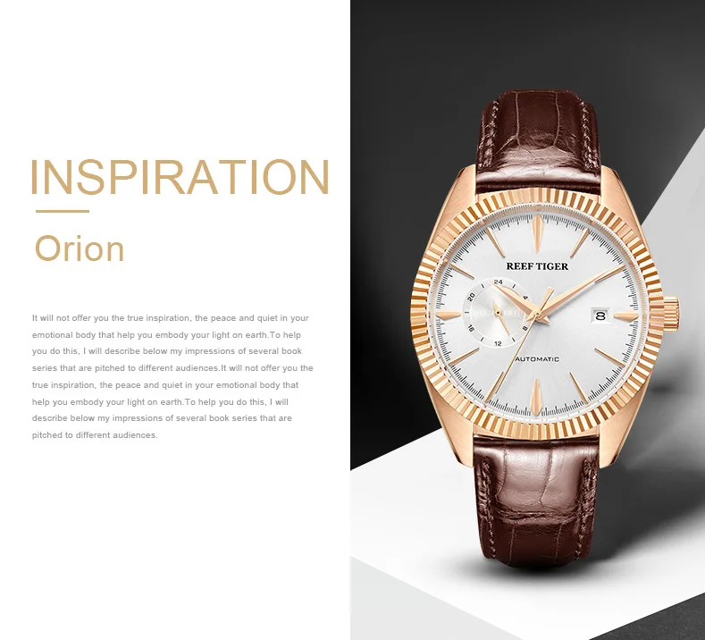 Reef Tiger/RT автоматические нарядные часы для мужчин, Топ бренд, роскошные часы, ремешок из натуральной кожи, синие часы, мужские часы RGA1616