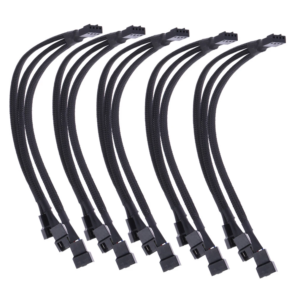

4 Pin PWM Fan CPU Accessories Office Sleeved Portable Motherboard Connector Tinned Copper Extension Cable Splitter 1 To 3 Ways
