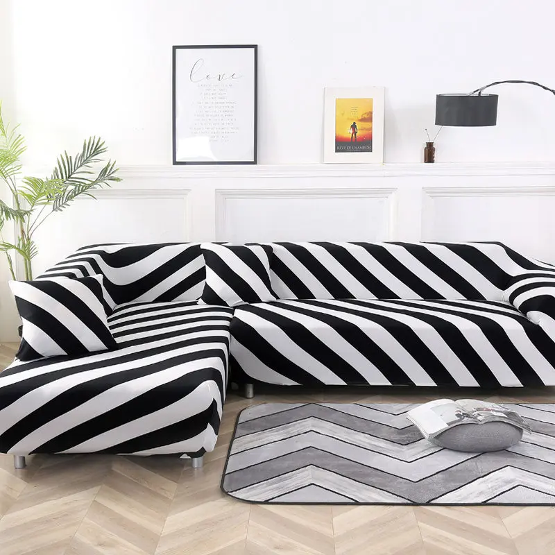 Please Order Sofa Set(2piece) If is Chaise Longue Corner Sofa Elastic Couch Cover Stretch Sofa Covers for Living Room Geometric - Цвет: Pattern 5