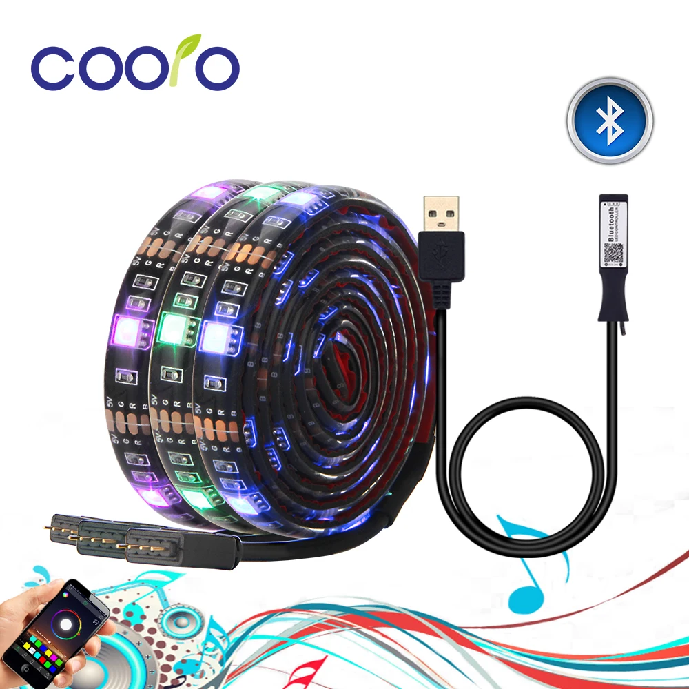 Светодиодная лента с питанием от USB 5 В RGB 5050 50 см 1 м 2 светодиодные лампы для