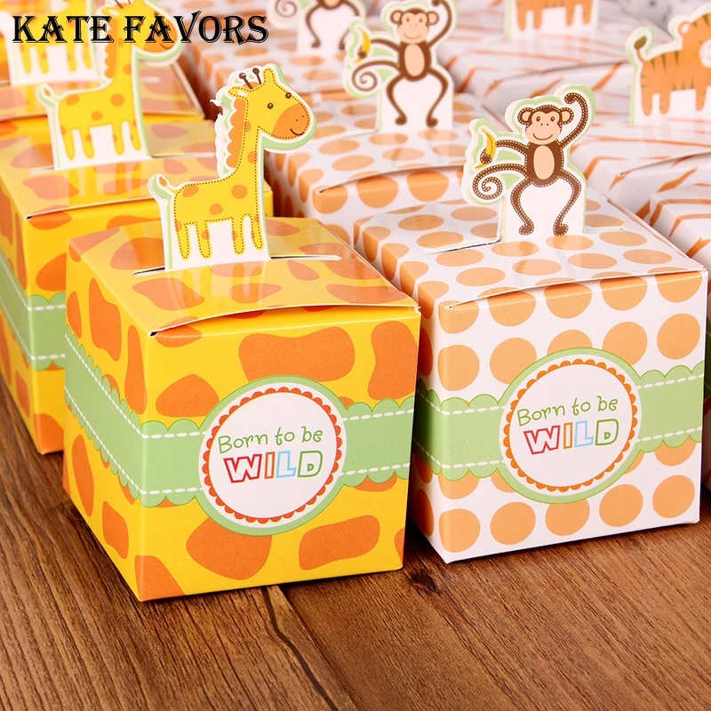 Сафари животные Baby Shower Подарочная коробка для конфет подарочная упаковка для мальчиков Детские вечерние украшения на день рождения