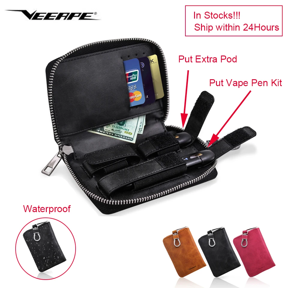 Veeape MYBLU Portable Leather case Pocket Waterproof Protective Cover For Airistech SMOK Starter Kit Cigarette Wallet Card Bag