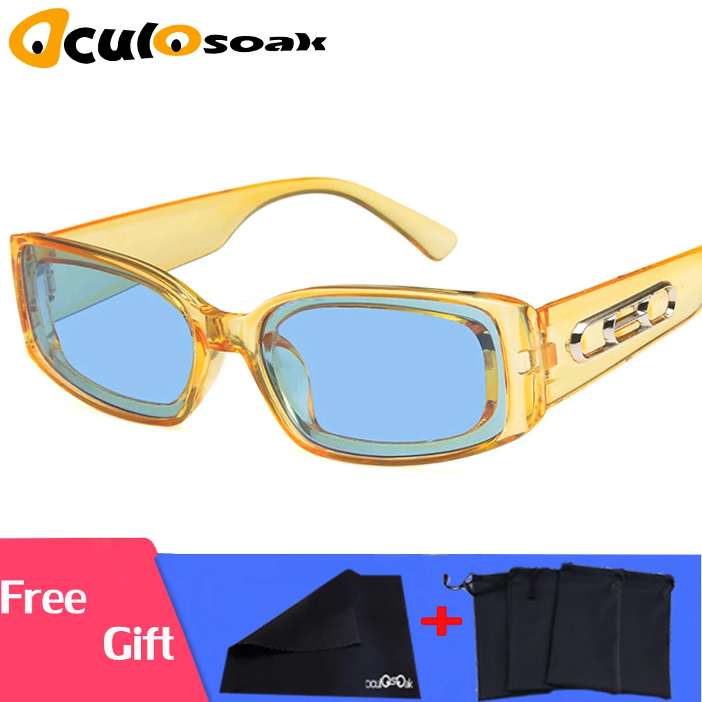 2019 New Ins Popular CEO Rectangle Sunglasses Women Brand Designer Ulzzang Candy Colors Clear Red Blue Sun Glasses Men