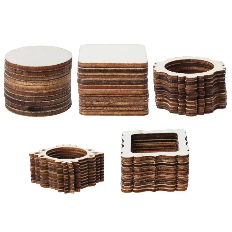 

10pcs Natural Wooden Laser Cut Wood Photo Frame DIY Accessories Embellishment For Woodwork Home Christmas Wedding Decor