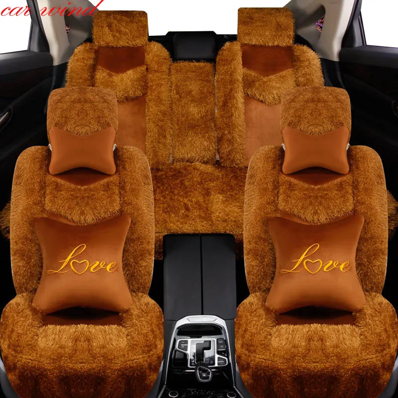 car wind Plush Universal seat cover For LAND CRUISER 180 200 vw Toyota Golf Polo Prado fur capes for car fur covers accessories