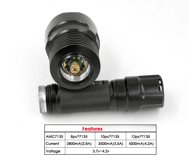 C12 CREE XP-L HI V3 светодиодный светильник-вспышка с медной звездочкой XPL 12x7135 драйвер 1000 лм холодный белый светильник 5 Режим отражатель SMO