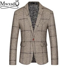 Mwxsd мужской повседневный клетчатый Блейзер, мужской пиджак, приталенный Блейзер, мужской классический деловой Блейзер, большой размер 4xl 5xl masculino